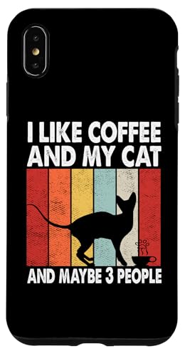 I Like Coffee and My Cat Maybe 3 People Vintage Sphynx Cat Carcasa para iPhone XS Max