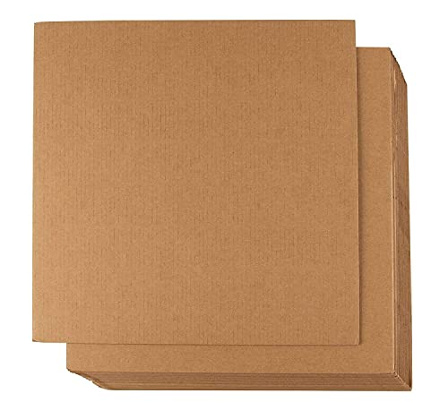Image of Mechdel Corrugated Cardboard Sheets , Flat Cardboard Sheets, Cardboard Inserts for Packing, Mailing, Crafts - Kraft Brown, 12 x 12 Inches (24)