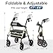 HOMLAND Foldable Rollator Walkers with Seat for Seniors, 8'' Big Wheels, 350 lb. Weight Capacity, Adjustable Handles and Seat Height, Lightweight Rolling Walker, Gold