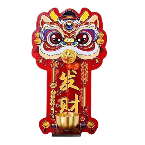 Kustimantu Timbre magnético de puerta, figura de león de madera como para el Año Nuevo chino, campana magnética | Para el hogar, oficina, tienda, entrada, exterior, interior, entrada frontal