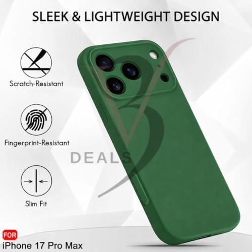 Image of Compatible for Apple iPhone 17 Pro Max Case, Anti-Skid Shock Absorbing Soft Silicone Back Cover with Camera and Screen Protection, Dustproof, Wireless Charging Compatible (Green)