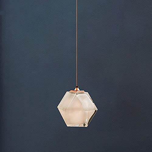 Lustre suspension en verre fin or rose luminaire style chic L