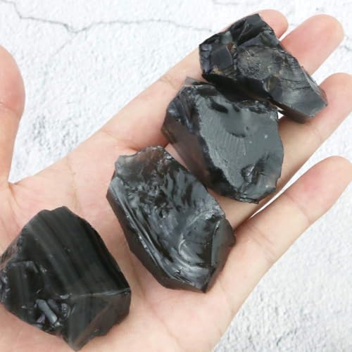 Image of FIREBOOMOON 2lb Rough Black Obsidian Crystal Rocks for Tumbling Knapping
