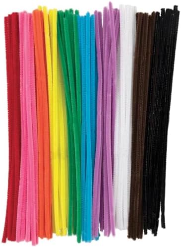 Creativity Street Jumbo Chenille Stems, 12" x 6 mm, Craft Pipe Cleaners in Assorted Basic Colors, Pack of 100, 1 Pack