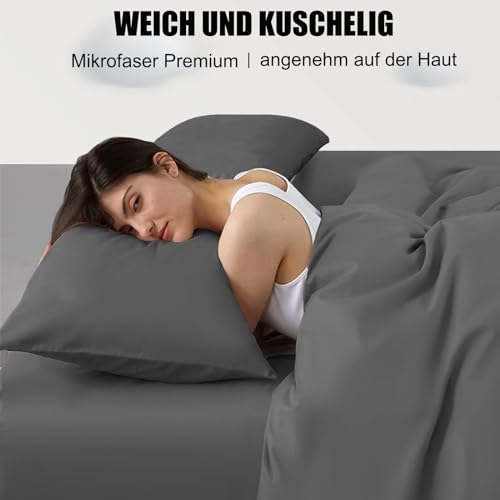 Soifox Seitenschläferkissen Bezug 40 x 145 - 2er Set Anthrazit Kissenbezug mit Reißverschluss 100% Mikrofaser Resistent und Hypoallergen Kissenbezüge für Seitenschläferkissen