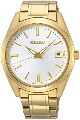 Seiko UK Limited - EU Men's Analogue Analog Quartz Watch with Gold Tone Stainless Steel Strap SUR314P1, One Size