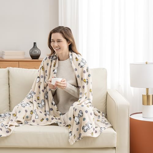 Image of Berkshire Blanket Peanuts VelvetLoft Cute Character Snoopy Plush Throw Blanket,Peanuts Woodstock Snoopy Spring Frolic Large Canvas,Throw 55 in x 70 in (Official Peanuts Product)