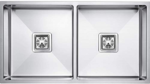 Image of Double Bowl Kitchen Sink - 37x18x10 inches|304 Stainless Steel Sink with Matte Finish|Handmade Kitchen Sink Including Coupling, Waste Pipe & Drain Basket|Sink for Kitchen Basin|Kitchen Sinks