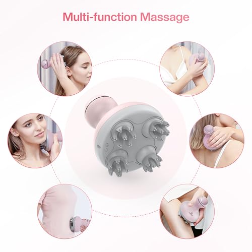 Image of COMFIER Scalp Massager for Hair Growth, Waterproof & Full Body Kneading, 84 Massage Nodes, Handheld Head Scratcher, Cat Massager, Pink