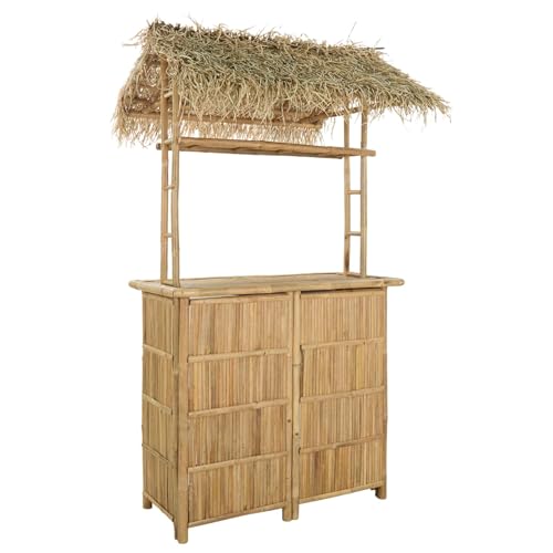 vidaXL Table de bar extérieure Naturel 115 x 95 x 215 cm Bambou, Table de bar tendance, résistante, pour l'extérieur, parfaite pour soirées d’été,...
