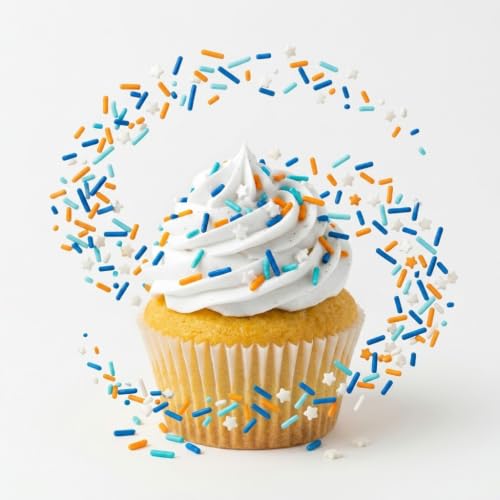Image of Manvscakes, Blue and Orange dessert Sprinkles, Cake decorations, Chocolate, Fondant baking, Edible sprinkle, Cupcake toppings