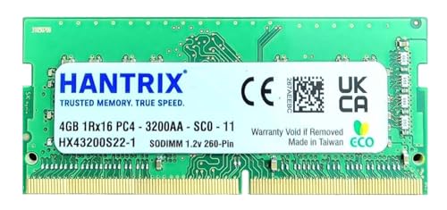 Image of 4GB DDR4 3200MHz Laptop RAM PC4-25600 260-Pin SO-DIMM Notebook Memory Module | 1.2V CL22 1Rx16 Non-ECC Unbuffered Laptop Upgrade Stick | PC4-3200AA Compatible | 3-Year Warranty