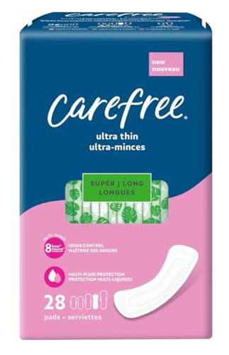 Image of Carefree Ultra Thin Pads for Women, Super /Long Pads Without Wings, 84ct (3 Packs of 28ct) | Carefree Feminine Care, Period Care & Postpartum | 84ct (3 Packs of 28ct)