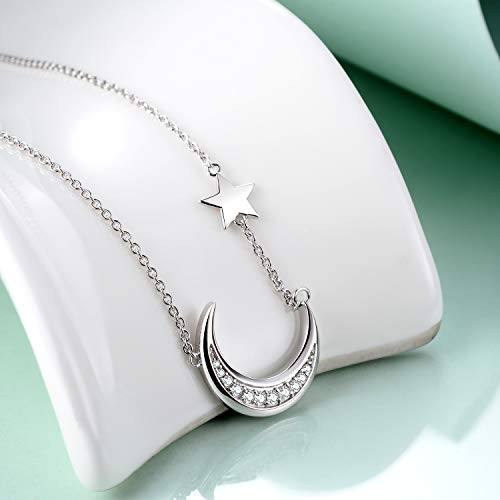 SOULMEET Sterling Silver Moon Necklace Gifts for Birthday Long Distance Relationships, Women Jewelry Gifts for Mother's Day Christmas Friendship3