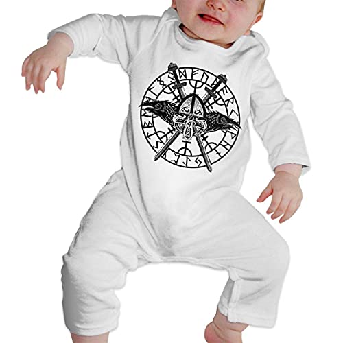 Image of Viking Symbol Nordic Raven Newborn Long Sleeve Clothes Rompers Unisex Baby Cotton Bodysuit