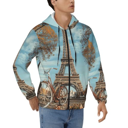 Sweat à capuche zippé homme Tour Eiffel avec fermeture éclair totale