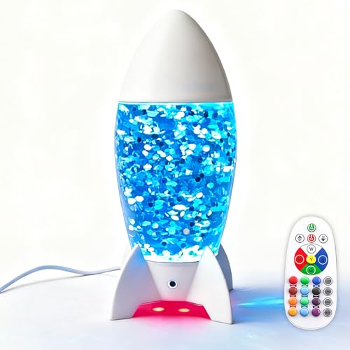 GANBIPU Glitter Lamp 16 Colors 4 Modes Rocket Shape Red Base Light Bedroom Decor