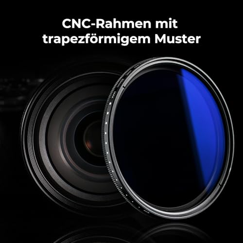 K&F CONCEPT 77mm ND Filter Variabler Graufilter ND2-ND400 (1-9 Blendenstufen) mit DREI Reinigungstücher für Landschaftsfotografie（Nano-Klear Serie）