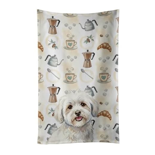 Caroline's Treasures Coton de Tulear Coffee Bar Kitchen Towel Velour Plush Front and Cotton Loop Back Machine Washable