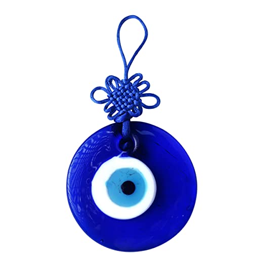 Image of Evil Eye Hanging Glass Nazar Battu for Home Entrance & Car | Blue Evil Eye Wall Hanging Decor for Protection, Positive Energy & Vastu Gift