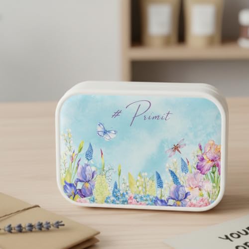Image of PRIMIT Personalized Jewelry Box for Women & Girls - Travel Jewelry Organizer with Custom Name & Floral Design, Bridesmaid, Wedding, Anniversary (BlueRose)
