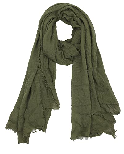 Van Der Rich ® - Foulard Echarpe Froissé Cache Cou Homme Femme (84-Khaki, TU)