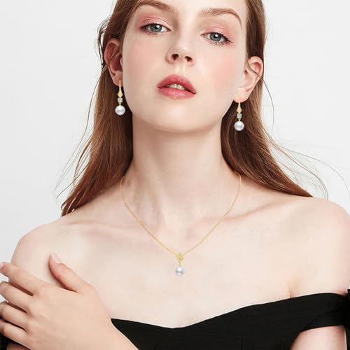 SISGEM 10k Gold Created Moissanite and Freshwater Cultured Pearl Dangle Earrings for Women, Fine Jewelry Gifts for Her4