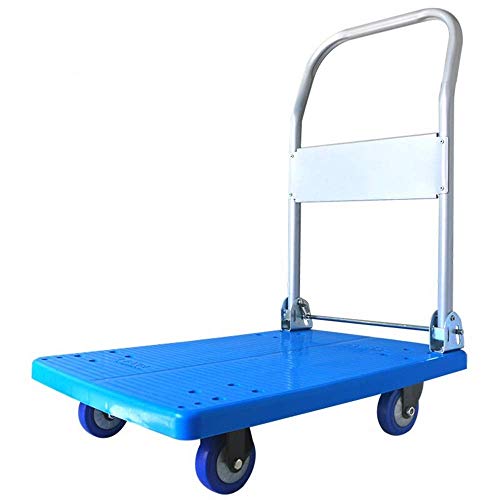 Carretilla Plegable con 4 Ruedas Plataforma 90X60CM Azul miniatura 6