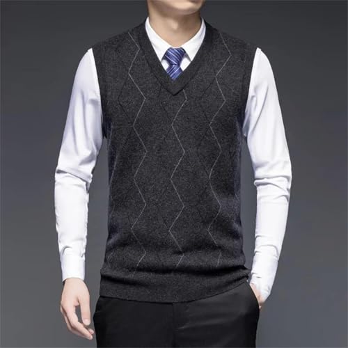Men's Autumn and Winter Men's Solid Wool Casual Loose V-Neck Light Business Solid Color Warm Vest2
