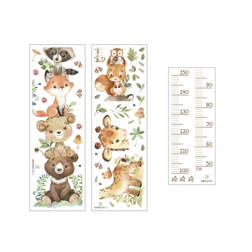 Miniatura 8 de Medidor Niños Pared, Vinilo Pared Infantil Con Diseño De Animales Del Bosque, Gráficos De Crecimiento 50-150 Cm, Adecuado Para Decorar Habitaciones De Niños Y Niñas
