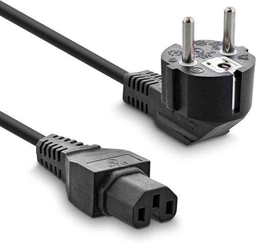 Image of EU Europe French German Spain Italy etc C15 Power Supply Cord Cable Plug with Notch - IEC Socket Hot Conditioned for Cisco Switches, PC, Monitor Server, Wall Paper Stripper Steamer, Crock Pot 2m Long