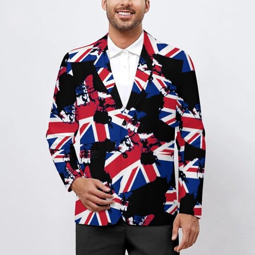 Flag Map of Canada United Kingdom Casual Men's Blazers Two Button Lapel Suits Jacket Lightweight Sport Coats2