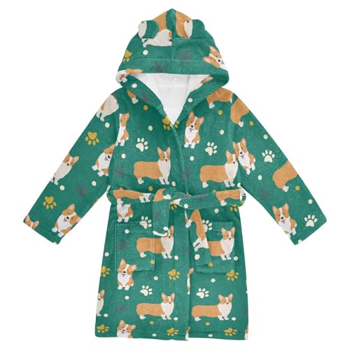 Wusikd Corgi Cartoon kids' Bath Sleepcoat Cute Puppies Animal Plush Bath Towls Toddler for Boys Girls L2