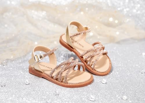 Image of PHIRAMIN Toddler Flower Girl Sandals - Girl Dress Shoes Toddler Little Kid Wedding Party
