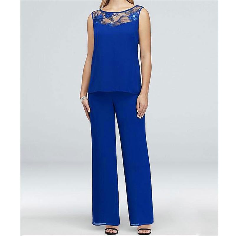 Conjunto elegante de 3 piezas para mujer con pantalones de gasa para madre del novio y novia
