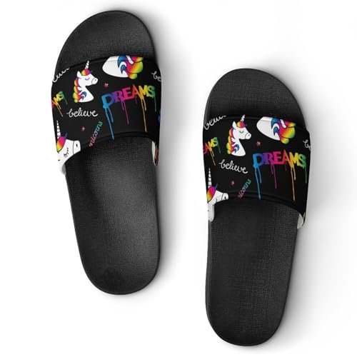 VYJLOO Chanclas Mujer Unicornio Arco Iris Sandalias Baño Piscina Playa Zapatillas Casa Pantuflas Slide