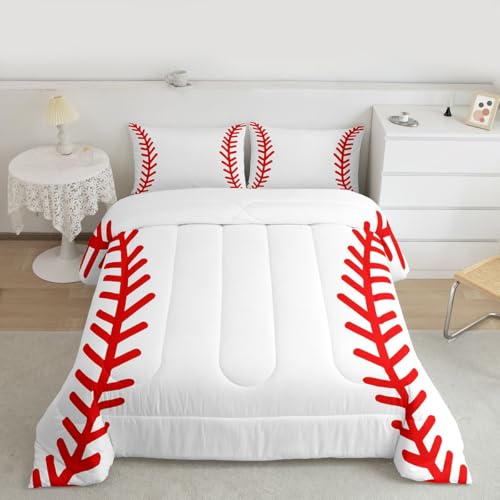 Feelyou Baseball Comforter Set for Kids Boys Teens Orange Baseball Printed Comforter Sports Baseball Bedding Set 1 Comforter & 1 Pillowcase