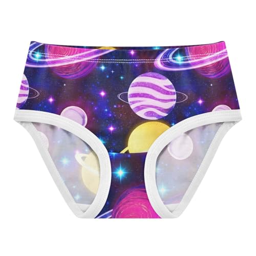 Joisal Vibrant Colorful Planets Space Toddler Underwear Floral 2t Cotton Panties for Girl Artistic Briefs Underpants