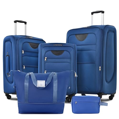 Expandable 3 Piece Softside Luggage Set with Duffel Bag - Lightweight Travel Suitcase Set for Easy Mobility