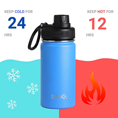 Image of Drinco Stainless Steel Water Bottle Spout Lid Vacuum Insulated Double Wall Water Bottle Wide Mouth Leak Proof Keep Cold Sport Camping Hiking (14oz Royal Blue)