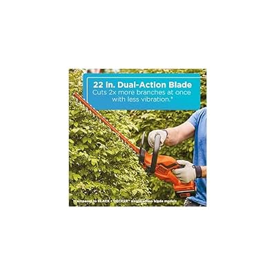 BLACK+DECKER 40V MAX Hedge Trimmer, 22 Blade Length, Powerful Motor with Reduced Vibrations, Sharp Blades for 3/4 Thick Cuts, Battery and Charger Included (LHT2240C)