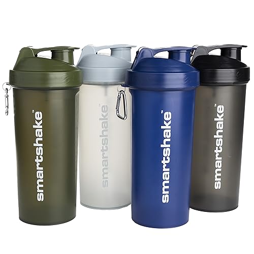 Smartshake Lite 4 Pack 1000 ml/34 oz Protein Shaker Bottle | Silent Mixing | Leak-Proof Shaker Bottle | Shaker Cups For Protein Shakes | Gym Shaker Bottle | BPA-Free Dishwasher Safe | Multicolor