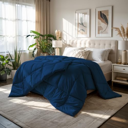 Image of Earthlycozy 300GSM Premium Comforter - Hypoallergenic, Breathable, Reversible, Lightweight, All-Season, AC Friendly and Machine Washable (Blue, Double)