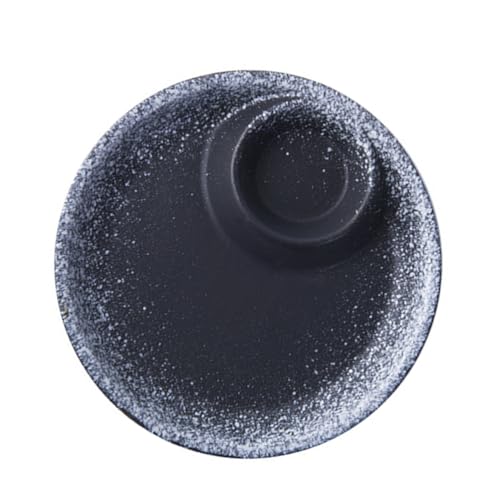 DOITOOL Ceramic Dumpling Dinner Plate with Dipping Saucer Serving Dish for Sushi Chips and Fruits Round Ceramic Plate with Sauce Compartment Ink Snow