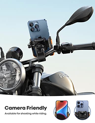 Image of Lamicall Motorcycle Bike Phone Mount, 1s Lock Bike Phone Holder | Camera Friendly Bicycle Phone Clip, Scooter Phone Holder Gifts for iPhone Pro Max, Galaxy S25 Ultra, 4.7-7 inch Phones, Orange