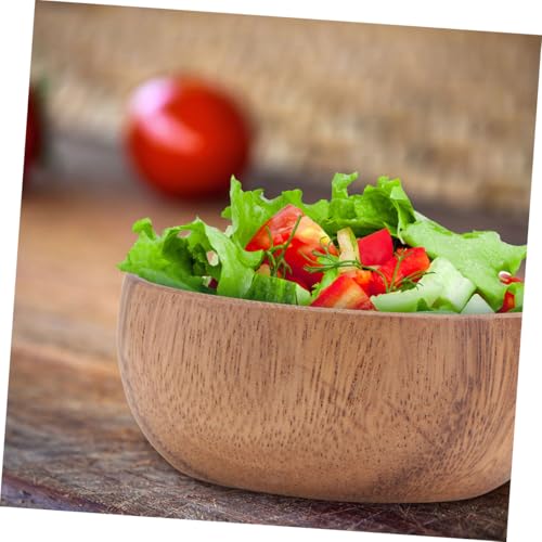 LOORGVEL 木製サービングボウル 無塗装滑らかエッジ サラダ用食器 家 レストラン対応 デザートコンテナ兼用