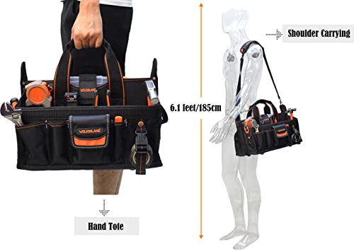 WELKINLAND 19-POCKETS Tool tote, HVAC tool bags organizer, Heavy-Duty electrician tools bag, Tool tote bag w/socket organizer tool boxes, Stay-Up maintenance tools bags