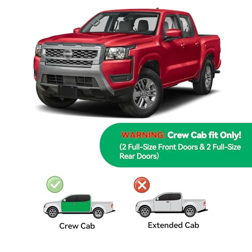 Image of in-Channel Rain Guards for 2022-2026 Nissan Frontier Crew Cab, Window Visor Shields Vent Deflector Shade Wind Dark Smoke 2023 2024 22 23 24 25, Tape-On Outside-Mount, 4PCS