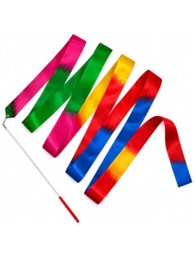 Image of BookMyCostume Gymnastic & Rhythmic Dance Ribbon Wand Collection - 2-Meter Ribbon Sticks - Ideal for School Sports Day & Gymnastic Training - Fancy Dress Costume Accessories for Kids, Teens & Adults