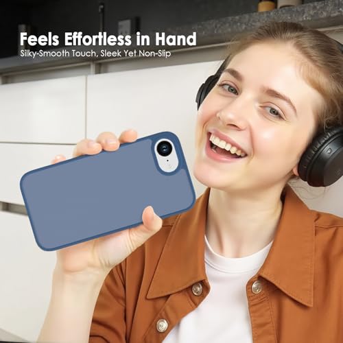 Image of TENOC Phone Case Compatible with iPhone SE (2nd 2020 and 3rd 2022 Generation) & iPhone 7 & iPhone 8, Dark Blue Case Translucent Protective Bumper Matte Hard Back Cover for 4.7 Inch
